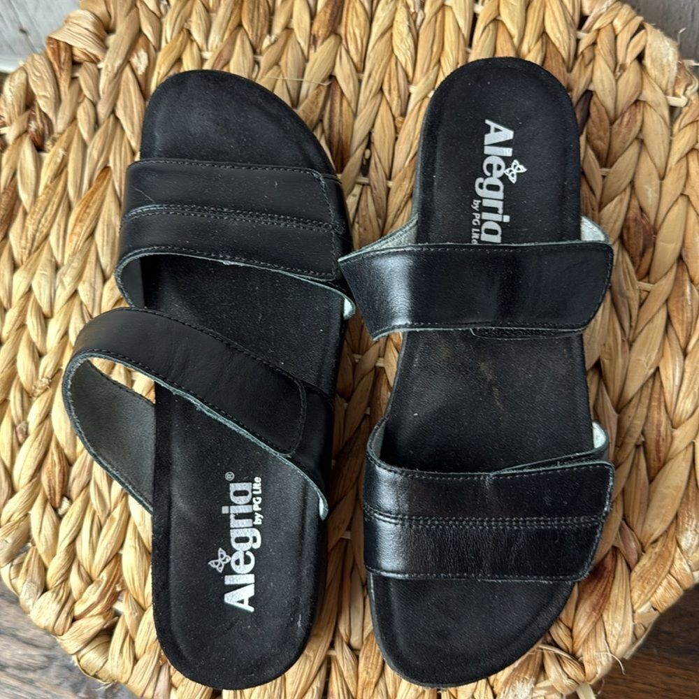 Alegria Mena Black Sandal Leather Sandal Size 7 - Picture 11 of 12